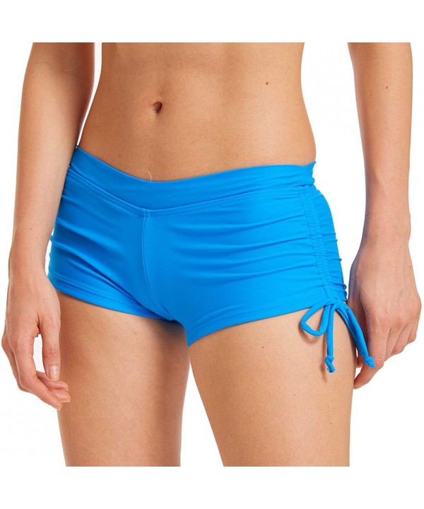 Womens Swim Shorts Bikini Boyshort Swim Bottom with Side Ties Swimming Boardshort - Blue - CA18OWR38E2 $16.26-Tankinis