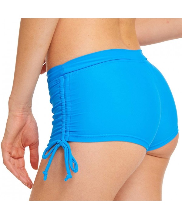 Womens Swim Shorts Bikini Boyshort Swim Bottom with Side Ties Swimming Boardshort - Blue - CA18OWR38E2 $16.26-Tankinis