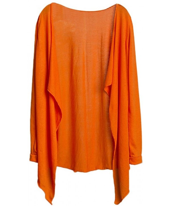 Womens Kimono Cardigan- Super Thin Open Front Cover Up Tunic Tops Blouses - 1 Orange - CA18TQEGUXL $11.86-Cover-Ups