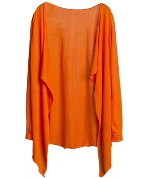 Womens Kimono Cardigan- Super Thin Open Front Cover Up Tunic Tops Blouses - 1 Orange - CA18TQEGUXL $11.86-Cover-Ups