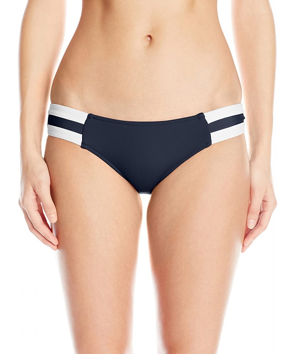 Women's Block Party Spliced Hipster Full Coverage Bikini Bottom Swimsuit - Indigo - CF126BI5ZIX $37.63-Racing