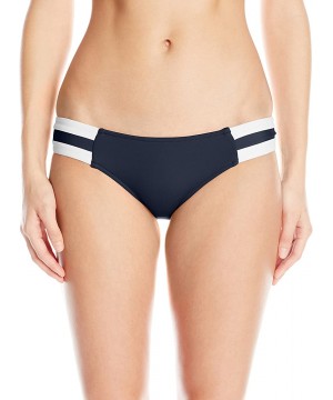 Women's Block Party Spliced Hipster Full Coverage Bikini Bottom Swimsuit - Indigo - CF126BI5ZIX $37.63-Racing