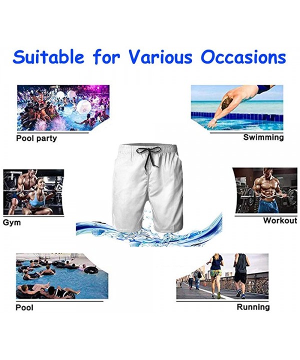 Men Fashion Swim Trunks Quick Dry Bathing Suits Board Shorts with Pocket - Flamingos in Blue - CQ199MKN9ZS $21.44-Board Shorts