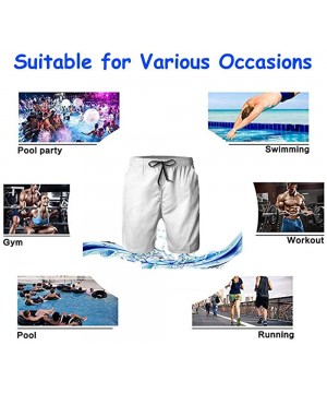 Men Fashion Swim Trunks Quick Dry Bathing Suits Board Shorts with Pocket - Flamingos in Blue - CQ199MKN9ZS $21.44-Board Shorts