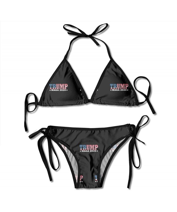 Trump MAGA USA Flag 2020 Summer Beach Party Sexy Bikini/Adjustable Swimsuit - Black - CF199GCYCML $22.91-Sets