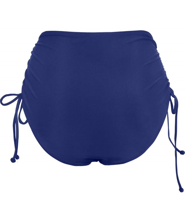 Women High Waisted Bikini Bottoms Ruched Swim Brief Short Tankinis - Navy Blue-side Tie - CJ193G94ZGY $21.11-Bottoms