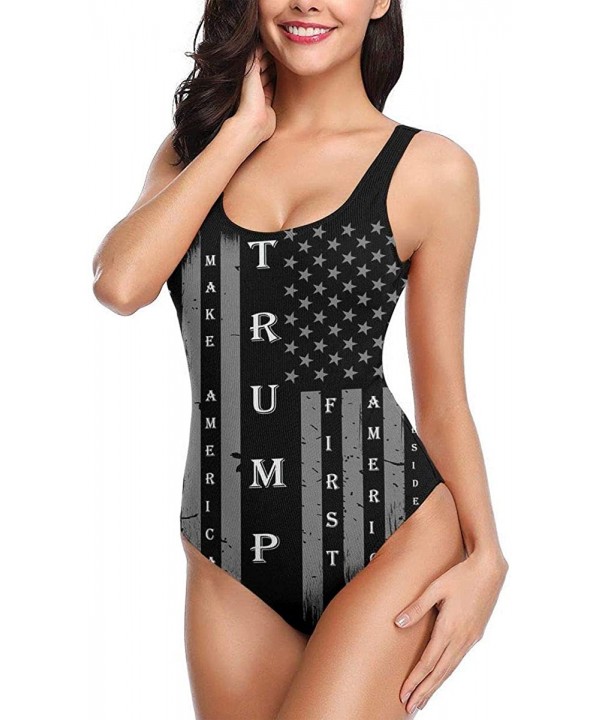 Women Trump MAGA USA Flag One Piece Bathing Suit Monokini Swimsuit Swimwear - Trump Maga Usa Flag - C918T3DLCNS $24.61-Racing