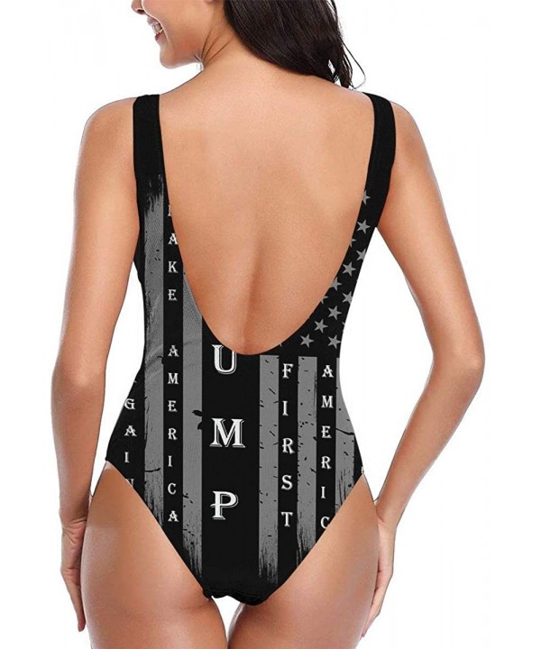 Women Trump MAGA USA Flag One Piece Bathing Suit Monokini Swimsuit Swimwear - Trump Maga Usa Flag - C918T3DLCNS $24.61-Racing