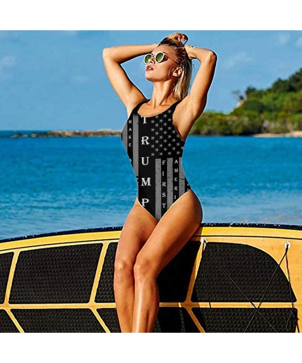 Women Trump MAGA USA Flag One Piece Bathing Suit Monokini Swimsuit Swimwear - Trump Maga Usa Flag - C918T3DLCNS $24.61-Racing