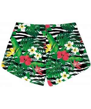 Women's Print Drawstring Elastic Waist Casual Quick Dry Beach Shorts Swim Trunks - Green Leaves - CU18UUXXER0 $21.05-Bottoms