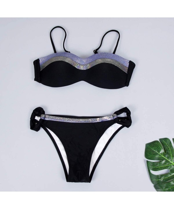 Bikinis for Womens Padded Push-up Bra Bikini Set Swimwear Swimsuit Bathing Suit Beachwear - Y Purple - CM18STK6CZ4 $12.43-Sets