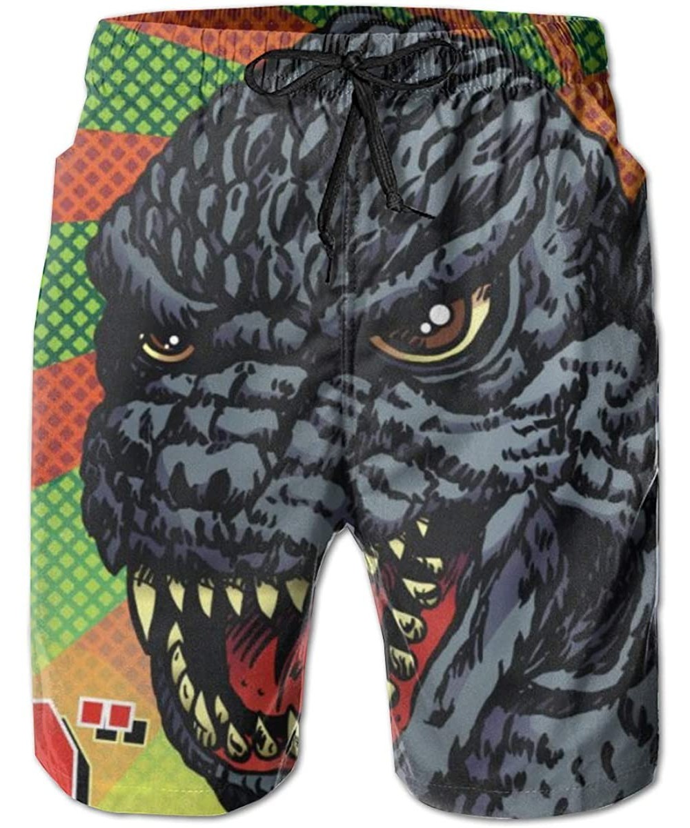 Men Funny Horror Godzilla Quick Dry Swimuits Board Shorts Swim Trunks - CK193K5YH48 $23.77-Board Shorts