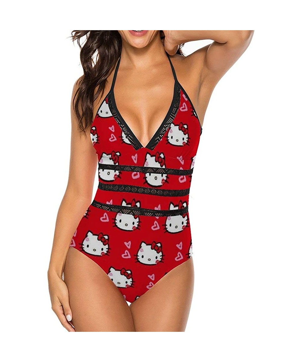 Red Hello Kitty Adult One Piece Swimsuit with Tape for Women Pools Beach and Sandy Beach - CT198SHUMML $36.84-One-Pieces