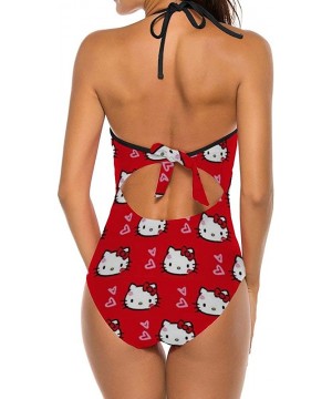 Red Hello Kitty Adult One Piece Swimsuit with Tape for Women Pools Beach and Sandy Beach - CT198SHUMML $36.84-One-Pieces