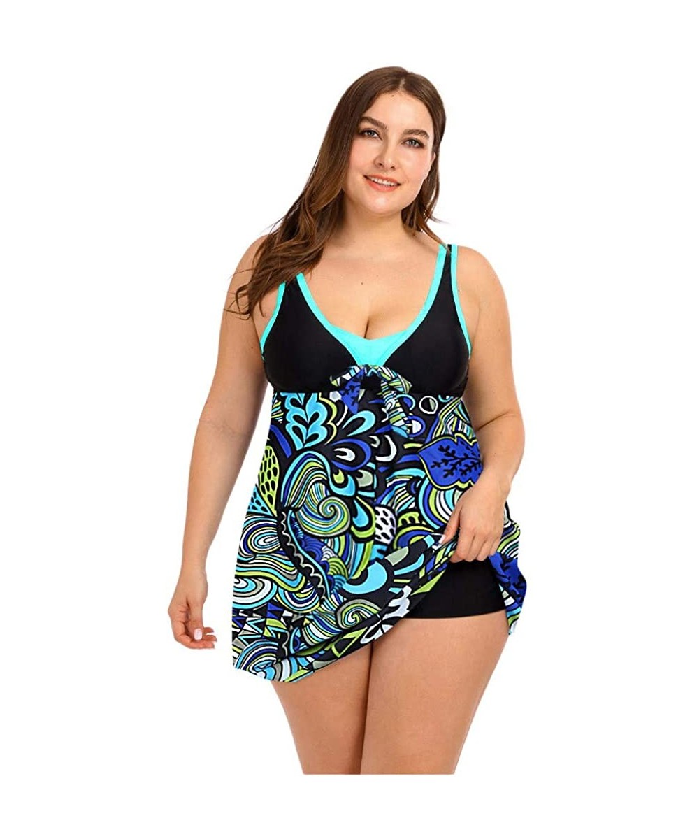 Women Floral Print Bikini Set Swimming Two Piece Swimsuits Swimwear Beach Suit - Blue - CW196EQXG0O $21.56-Sets