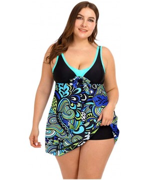 Women Floral Print Bikini Set Swimming Two Piece Swimsuits Swimwear Beach Suit - Blue - CW196EQXG0O $21.56-Sets