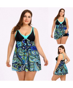 Women Floral Print Bikini Set Swimming Two Piece Swimsuits Swimwear Beach Suit - Blue - CW196EQXG0O $21.56-Sets