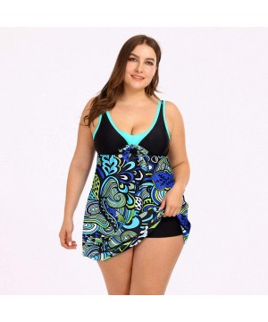 Women Floral Print Bikini Set Swimming Two Piece Swimsuits Swimwear Beach Suit - Blue - CW196EQXG0O $21.56-Sets