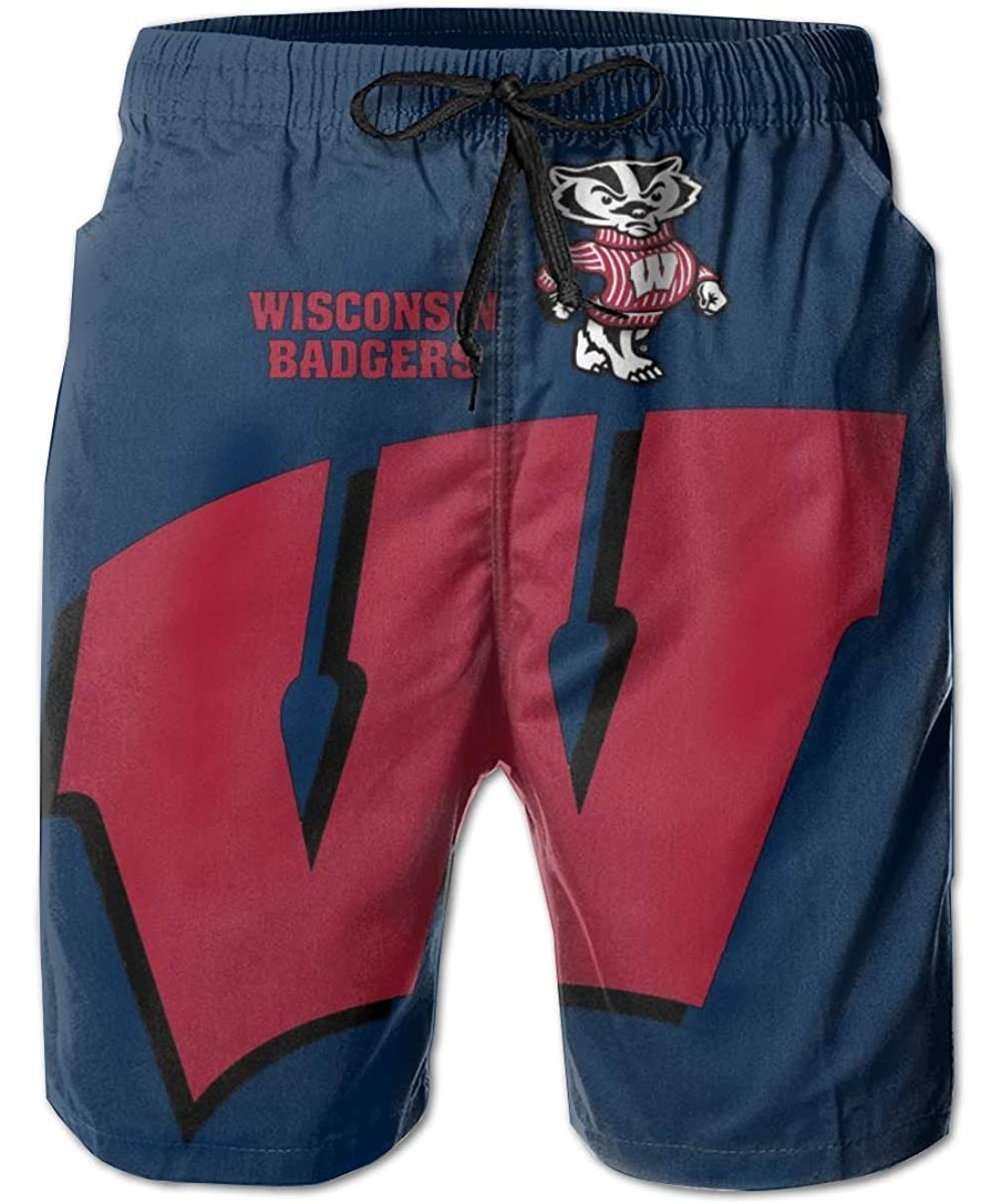 Men's Quick Dry Swim Shorts with Mesh Lining Swimwear Bathing Suits Beach Shorts - Wisconsin Badgers-25 - CY190RTX5UU $26.57-...