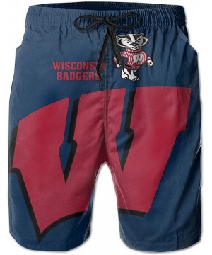 Men's Quick Dry Swim Shorts with Mesh Lining Swimwear Bathing Suits Beach Shorts - Wisconsin Badgers-25 - CY190RTX5UU $26.57-...