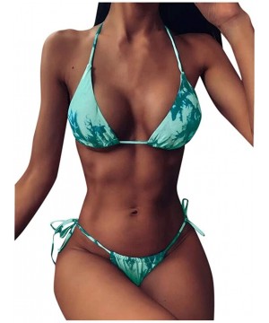 Tie Dye Swimsuits for Women Girls 2020 Summer Two Piece Bikini Sets Crop Top High Waisted Swimwear Bathing Suits Green - C019...