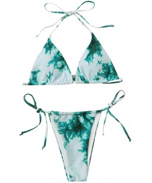 Tie Dye Swimsuits for Women Girls 2020 Summer Two Piece Bikini Sets Crop Top High Waisted Swimwear Bathing Suits Green - C019...