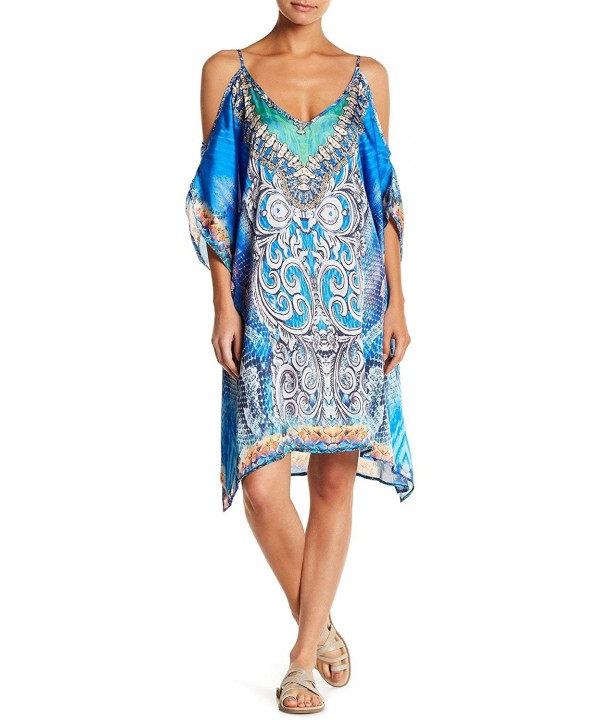 Casual Bohemian Summer Tunic Resort Dress Printed Cold Shoulder Luxury Kaftan Beach Swim Coverup - Multicolor - C818KN2R35Q $...