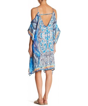 Casual Bohemian Summer Tunic Resort Dress Printed Cold Shoulder Luxury Kaftan Beach Swim Coverup - Multicolor - C818KN2R35Q $...