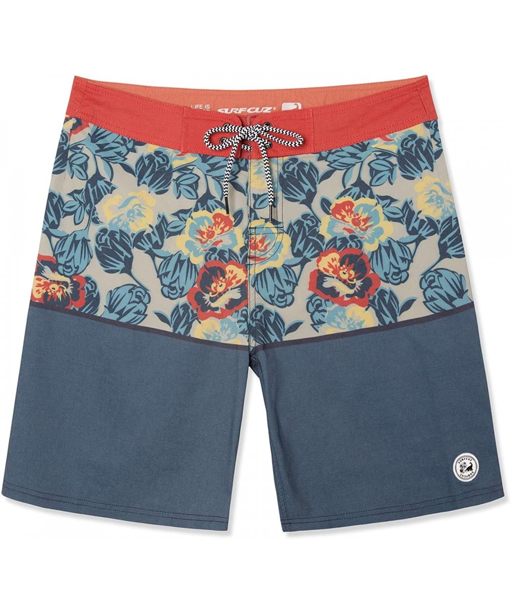 Men's Vintage Cruzer Stretch Boardshort Chino Shorts - Poppy Floral - Orange - CW18M5KK5IE $28.55-Board Shorts