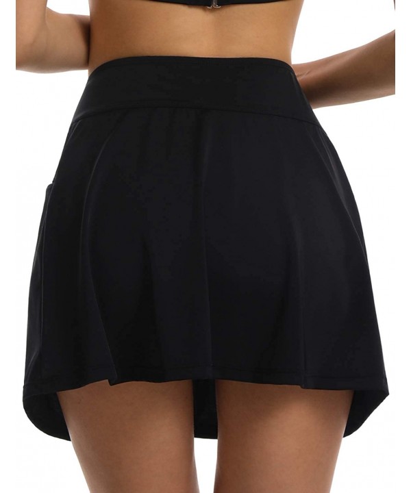 Women's Swim Skirts Tankini Bottom with Side Pocket Swimsuit - Black - C818YE89X2C $14.70-Board Shorts