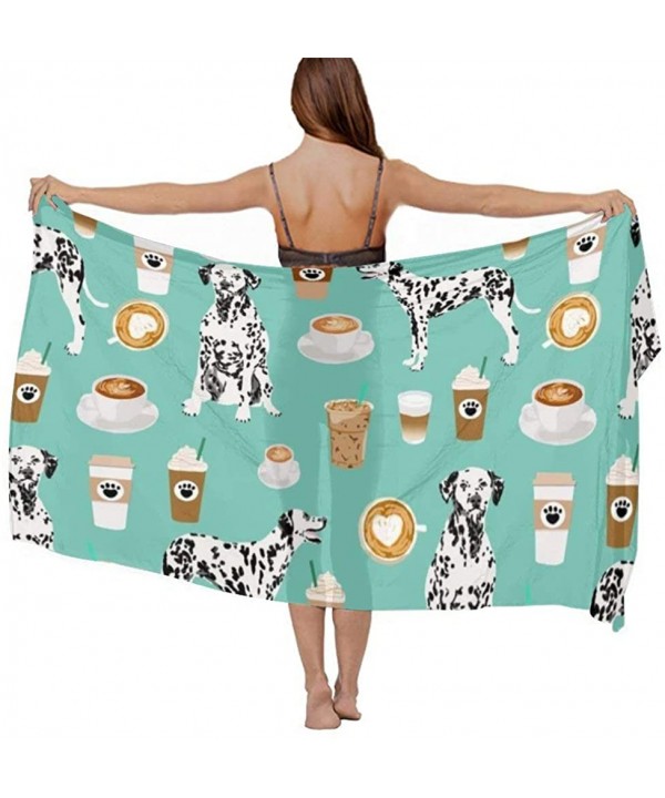 Women Chiffon Scarf Shawl Wrap Sunscreen Beach Swimsuit Bikini Cover Up - Cute Mint Coffee Best Dalmatian Dog - CG196U0XD7T $...