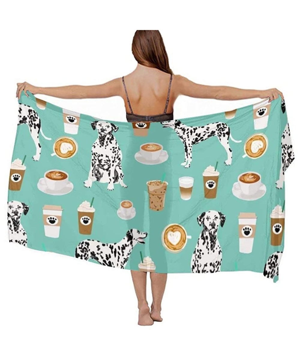 Women Chiffon Scarf Shawl Wrap Sunscreen Beach Swimsuit Bikini Cover Up - Cute Mint Coffee Best Dalmatian Dog - CG196U0XD7T $...