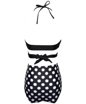 Women Vintage Two Piece Swimsuits High Waisted Bathing Suits Retro Bikini Set - Dot - CN18QERZOIN $19.95-Sets