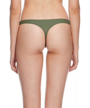 Women's Smoothies Thong Solid Minimal Coverage Bikini Bottom Swimsuit - Cactus - CZ18HW20AAI $30.01-Tankinis