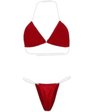 Sexy Bikini Women Lingerie Underwear Bra G-String Transparent Strap Set - Red - CA18UTG8ATI $9.81-Sets