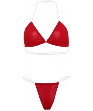 Sexy Bikini Women Lingerie Underwear Bra G-String Transparent Strap Set - Red - CA18UTG8ATI $9.81-Sets