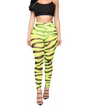 Women's See Through Sheer Mesh Long Pants Trousers Swimwear Bikini Bottom Cover Up - Yellow-zebra - C618WMI2ACU $9.89-Cover-Ups