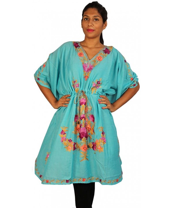 Kashmiri Embroidered Long Kaftan Maxi Dress Beach Cover up for Women (X001EVQ35V) - X001evq35v - CY18QLCLR97 $22.88-Cover-Ups