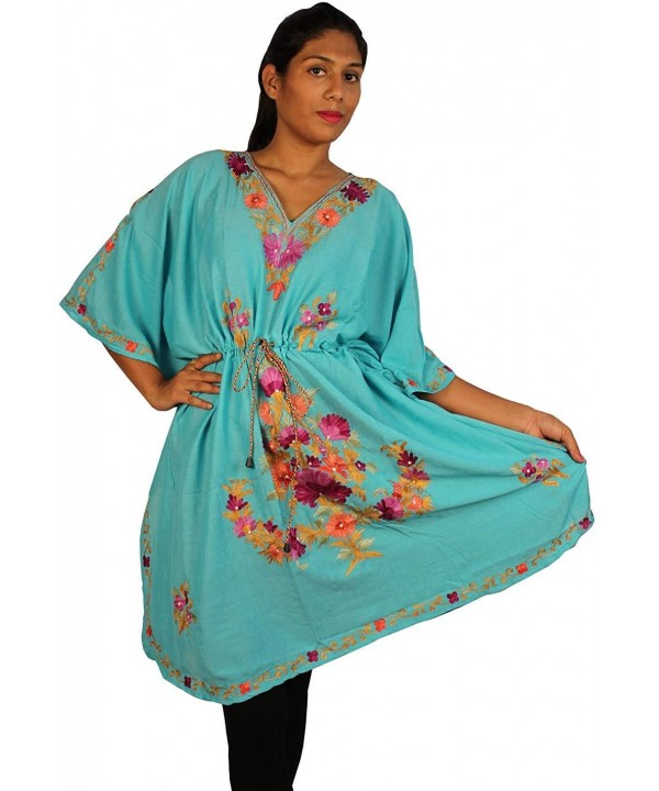 Kashmiri Embroidered Long Kaftan Maxi Dress Beach Cover up for Women (X001EVQ35V) - X001evq35v - CY18QLCLR97 $22.88-Cover-Ups