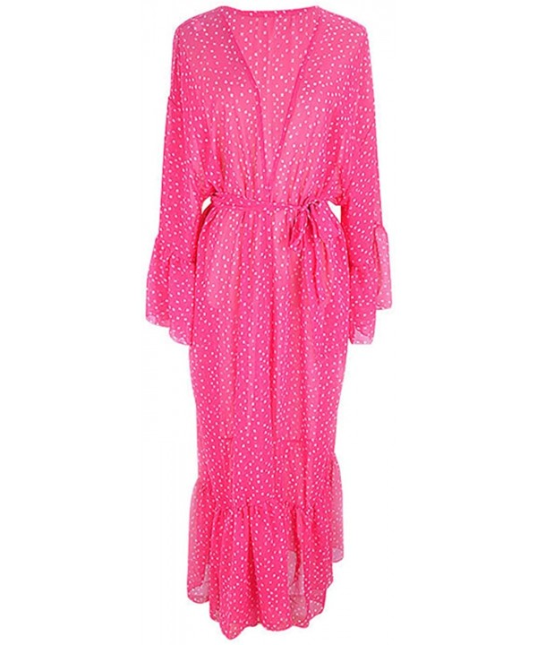 Women's Flowy Kimono Cardigan Open Front Maxi Print Swimsuit Cover up - Rose - CB196XNDTOQ $25.59-Cover-Ups