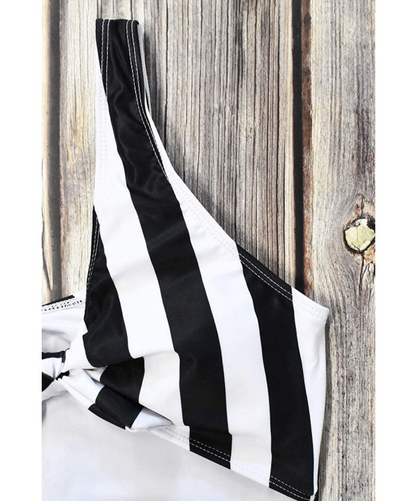 Women's High Waist Halter Cutout One Piece Swimsuit - Black Stripe - CJ196MCWCEU $23.17-One-Pieces