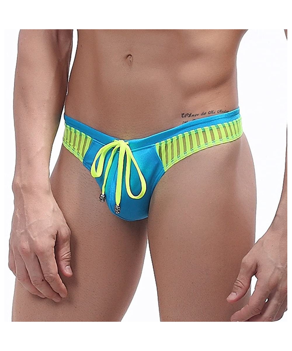 Men's Jammer Swimsuit Durable Drawstring Flexible Brief Triangle Swimwear S-XL - Sky Blue - C91955KUN89 $11.07-Racing