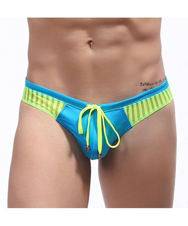 Men's Jammer Swimsuit Durable Drawstring Flexible Brief Triangle Swimwear S-XL - Sky Blue - C91955KUN89 $11.07-Racing