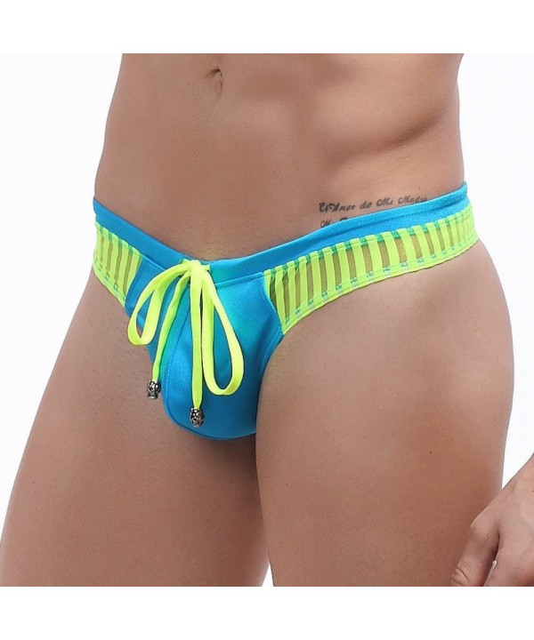 Men's Jammer Swimsuit Durable Drawstring Flexible Brief Triangle Swimwear S-XL - Sky Blue - C91955KUN89 $11.07-Racing