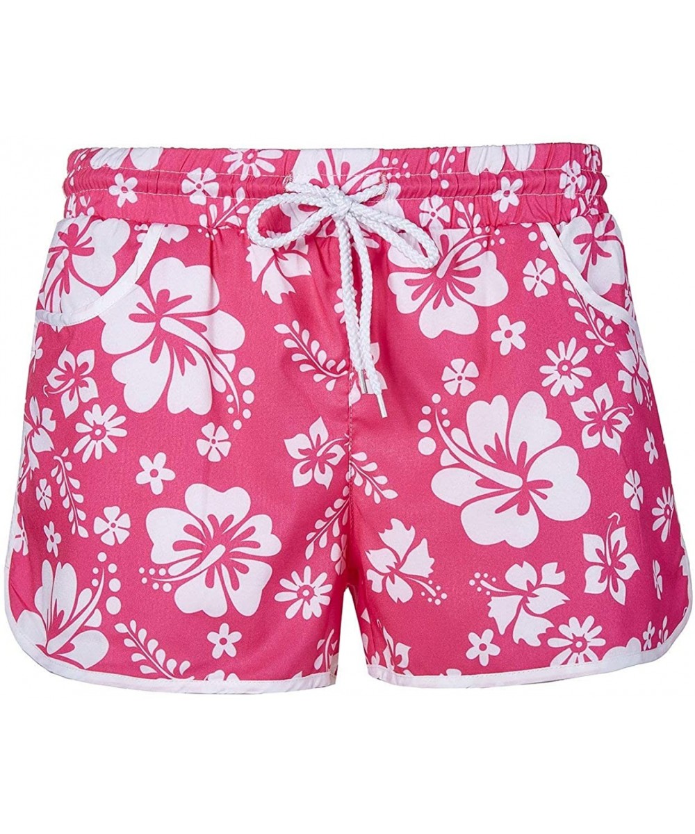 Women's Floral Boardshort - Pink - CB185K5W2R0 $15.12-Board Shorts