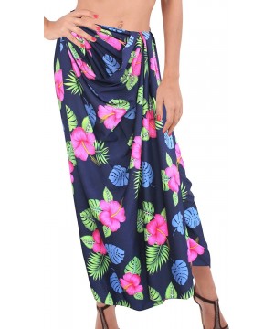 Women's Plus Size Swimsuit Cover Up Summer Beach Wrap Skirt Full Long M - Navy Blue_l163 - CN12CCY04Z9 $18.37-Cover-Ups