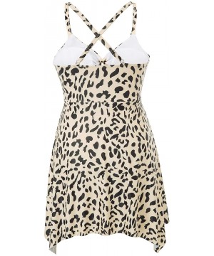 Women Plus Size One Piece Swimwear Flowy Swimdress Skirted Swimsuit - Leopard - CF192NAHL6K $28.92-Tankinis