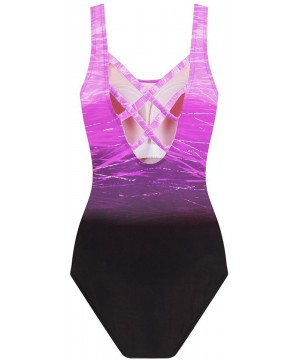 One Piece Swimsuits for Women Womens Bathing Suits Slimming Athletic Training Swimsuit - Purple Swimsuit - CV18QHHDTWG $16.71...