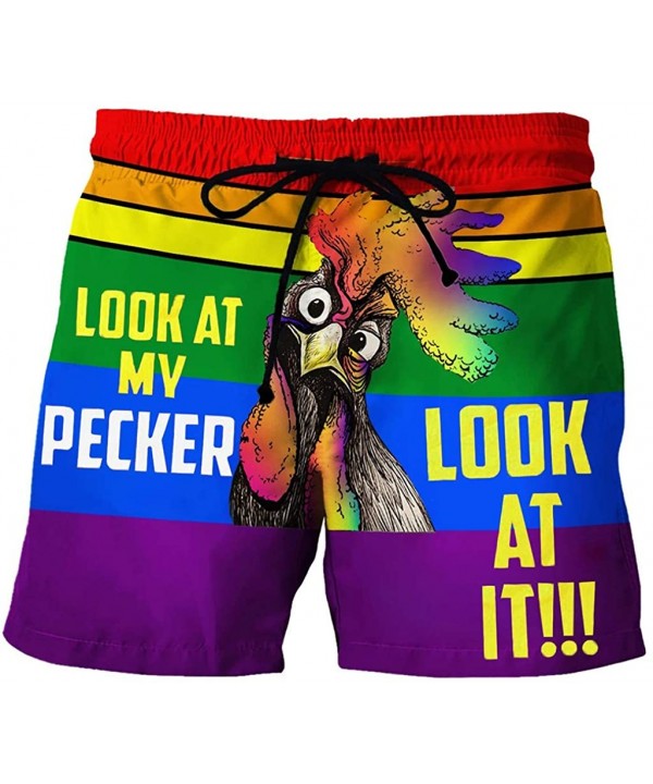 Summer Swim Trunks Men's 2020 Funny Fashion Turkey Pattern Beach Shorts Pants - Purple_3 - CM19DEHMC6Y $16.95-Trunks