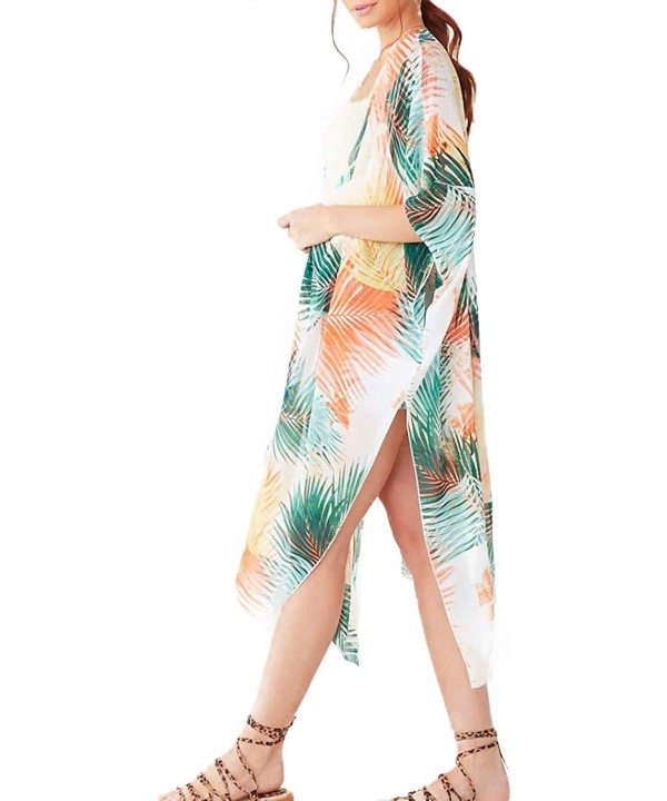 Women's Chiffon Kimono Loose Cardigan Lightweight Cover Up - 8857 Chiffon Green - CC193TRXX4D $21.40-Cover-Ups